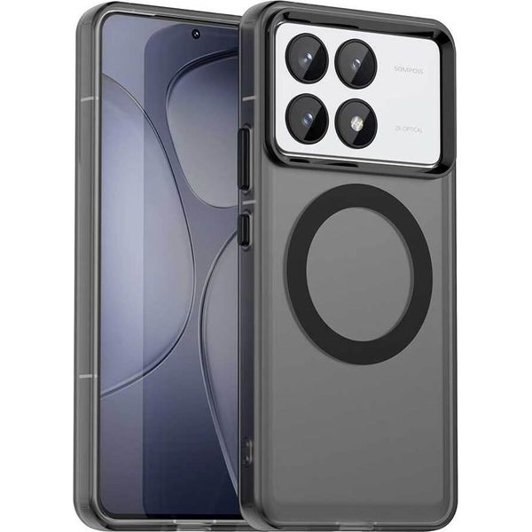 Custodia Magnetica Per Xiaomi Poco X6 Pro, Sottile Custodia Traslucida Opaca Antiurto Nero-image