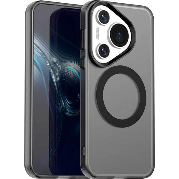 Custodia Magnetica Per Huawei Pura 70 Pro / Pura 70 Pro+, Sottile Custodia Antiurto Traslucida Opaca Nero-image