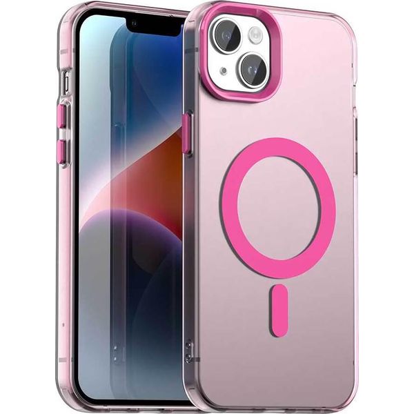 Custodia Magnetica Per Iphone 15, Sottile Custodia Antiurto Traslucida Opaca Rossa-image