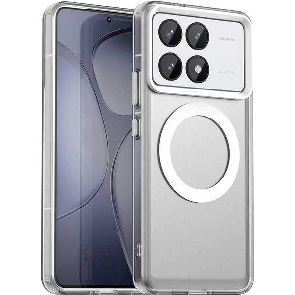 Custodia Magnetica Per Xiaomi Poco F6 Pro, Sottile Custodia Traslucida Opaca Antiurto Bianco-image