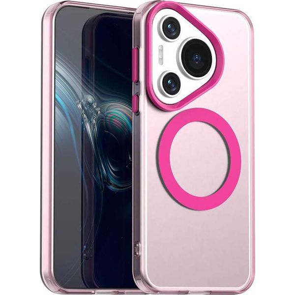 Custodia Magnetica Per Huawei Pura 70, Sottile Custodia Traslucida Opaca Antiurto Rosso-image