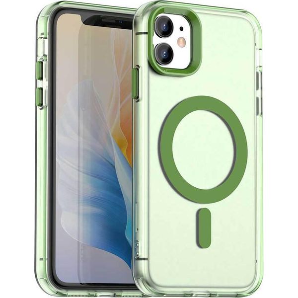 Custodia Magnetica Per Iphone 11, Sottile Custodia Traslucida Opaca Antiurto Verde-image