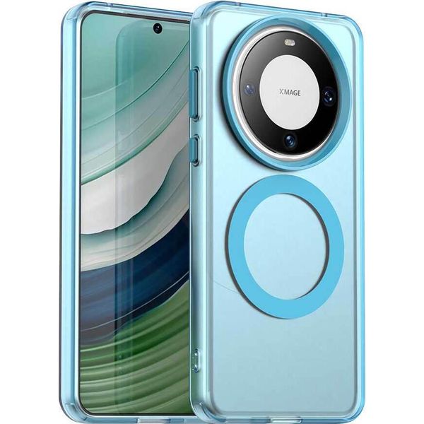Custodia Magnetica Per Huawei Mate 60 Pro, Sottile Custodia Traslucida Opaca Antiurto Blu-image