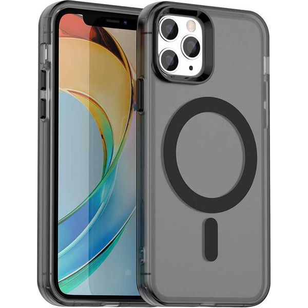 Custodia Magnetica Per Iphone 11 Pro Max, Sottile Custodia Traslucida Opaca Antiurto Nera-image