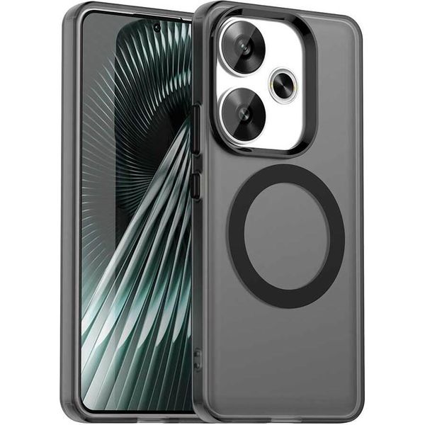 Custodia Magnetica Per Xiaomi Poco F6 5G, Sottile Custodia Traslucida Opaca Antiurto Nero-image