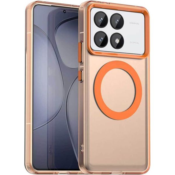 Custodia Magnetica Per Xiaomi Poco F6 Pro, Sottile Custodia Traslucida Opaca Antiurto Arancione-image