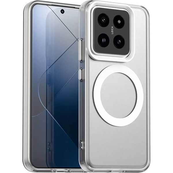 Custodia Magnetica Per Xiaomi 14, Sottile Custodia Traslucida Opaca Antiurto Bianco-image