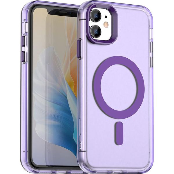 Custodia Magnetica Per Iphone 11, Sottile Custodia Traslucida Opaca Antiurto Viola-image