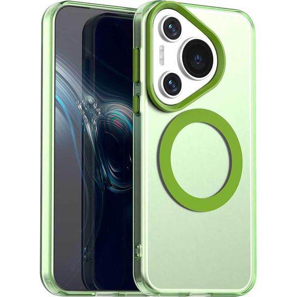 Custodia Magnetica Per Huawei Pura 70, Sottile Custodia Traslucida Opaca Antiurto Verde-image