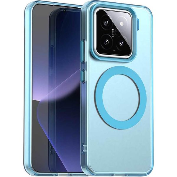 Custodia Magnetica Per Xiaomi 15, Sottile Custodia Traslucida Opaca Antiurto Blu-image