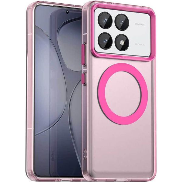 Custodia Magnetica Per Xiaomi Poco X6 Pro, Sottile Custodia Traslucida Opaca Antiurto Rosso-image