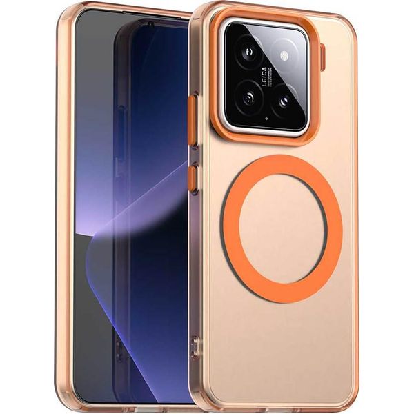 Custodia Magnetica Per Xiaomi 15 Pro, Sottile Custodia Traslucida Opaca Antiurto Arancione-image