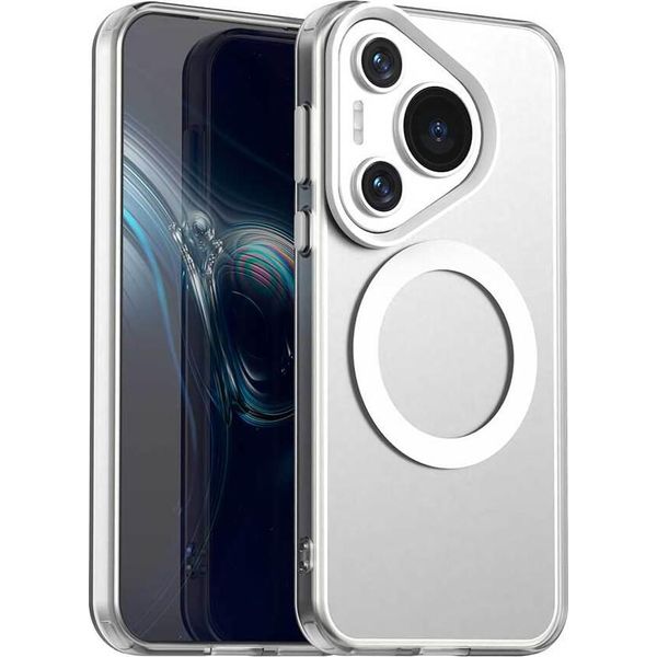 Custodia Magnetica Per Huawei Pura 70, Sottile Custodia Traslucida Opaca Antiurto Bianco-image
