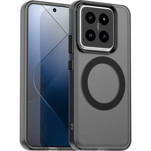 Custodia Magnetica Per Xiaomi 14 Pro, Sottile Custodia Traslucida Opaca Antiurto Nero-image