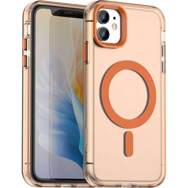Custodia Magnetica Per Iphone 11, Sottile Custodia Traslucida Opaca Antiurto Arancione-image