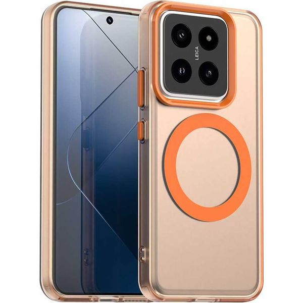 Custodia Magnetica Per Xiaomi 14, Sottile Custodia Traslucida Opaca Antiurto Arancione-image