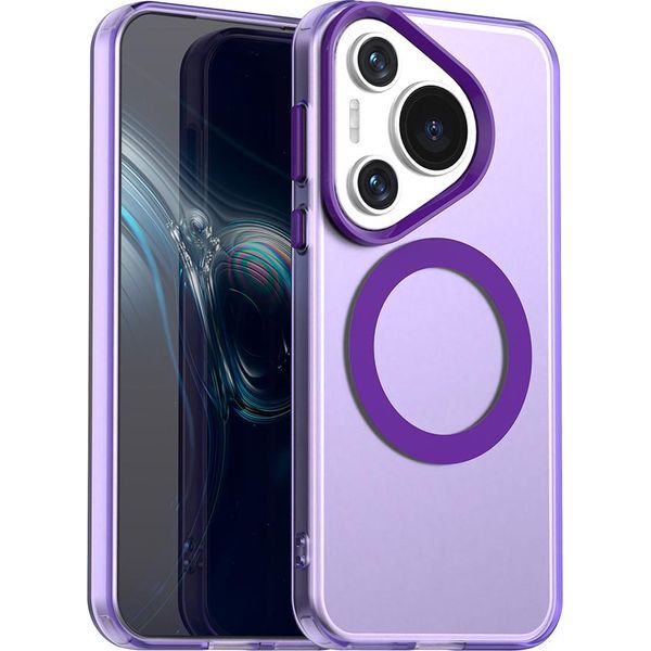 Custodia Magnetica Per Huawei Pura 70, Sottile Custodia Traslucida Opaca Antiurto Viola-image