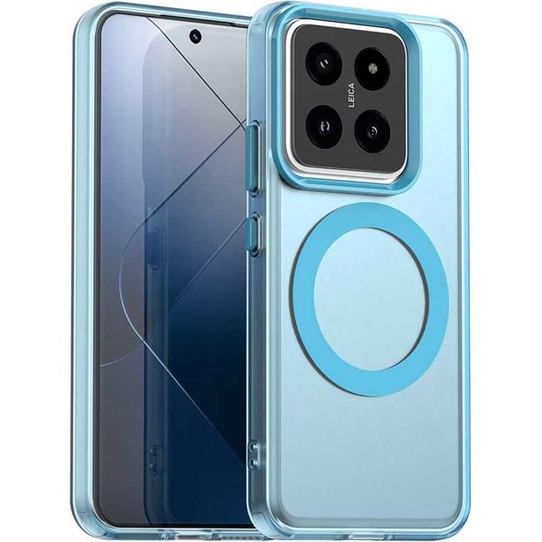 Custodia Magnetica Per Xiaomi 14 Pro, Sottile Custodia Traslucida Opaca Antiurto Blu-image