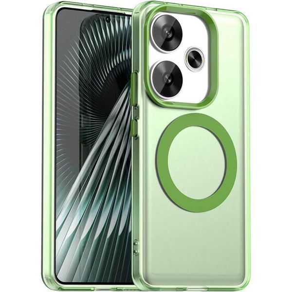 Custodia Magnetica Per Xiaomi Poco F6 5G, Sottile Cassa Traslucida Opaca Antiurto Verde-image