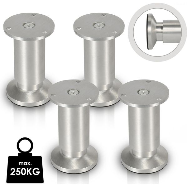 Tolletour Set Di 8 Gambe Per Mobili Set Di Gambe Per Tavoli Gambe Per Divani Gambe Per Letti Gambe Per Divani Gambe Per Armadi Gambe Per Mobili Alluminio 4X150Mm-image