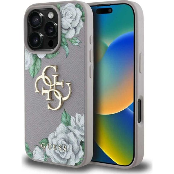 Custodia Guess Grained Roses Big 4G Logo Do Iphone 16 Pro Fioletowy-image