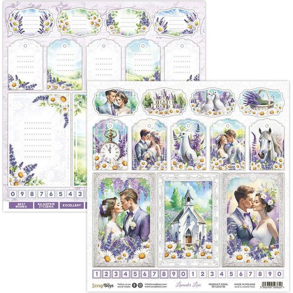 Carta Scrapbooking Bifacciale 30X30Cm - Scrapboys - Lavender Love 06-image