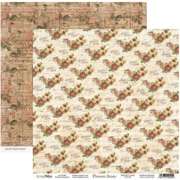 Scrapboys 30X30Cm Carta Bifacciale Per Scrapbooking 190G Flowers Story 05-image