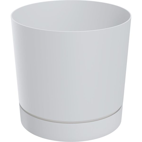 3.10 Tubo Vaso Da Fiori In Plastica - Ca. Ø 47 X 43,5 Cm - Vaso Per Piante Con Piattino - Colore: Bianco-image