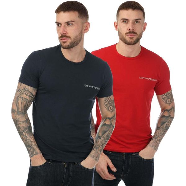 Emporio Armani - T-Shirt Girocollo Da Uomo (2 Pezzi) GT123 (Xl) (Blu Navy/Rosso)-image
