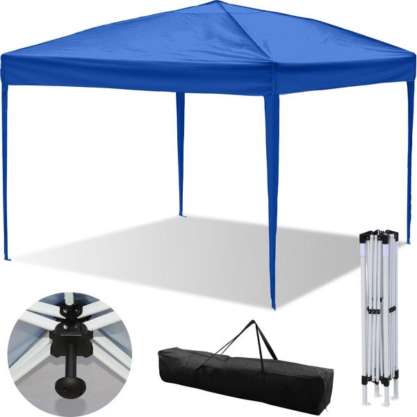 Clanmacy Gazebo Pieghevole 3 X 3M Gazebo Pop-Up Tenda Da Giardino Pieghevole, Protezione Uv 50+ Gazebo E Tende Da Festa Senza Lati Blu-image