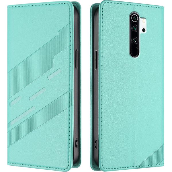 Custodia Per Xiaomi Redmi Note 8 Pro, Custodia A Portafoglio In Finto Cuoio Con Slot Per Schede E Funzione Stand TüRkis-image