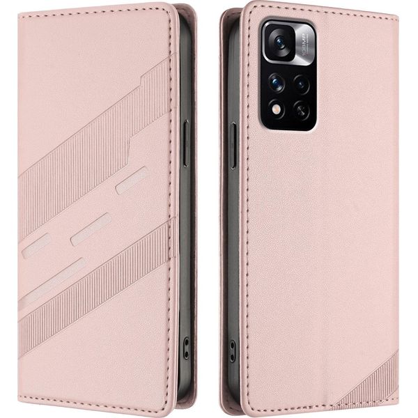 Custodia Per Xiaomi Redmi Note 11 Pro+ 5G, Custodia Portafoglio In Finto Cuoio Con Slot Per Schede E Funzione Stand Rosa-image