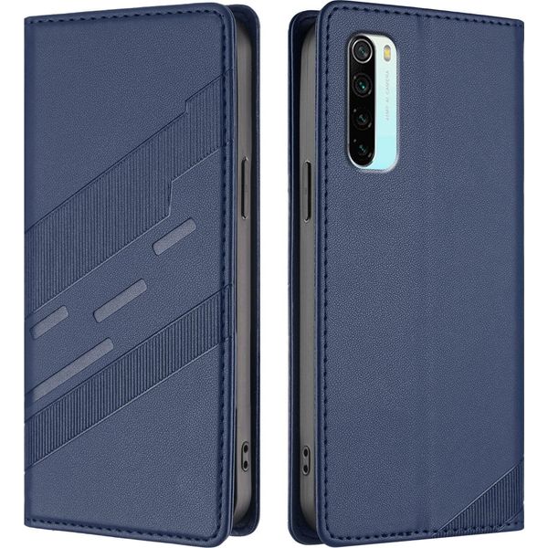 Custodia Per Xiaomi Redmi Note 8, Custodia A Portafoglio In Finto Cuoio Con Slot Per Schede E Funzione Stand Blau-image