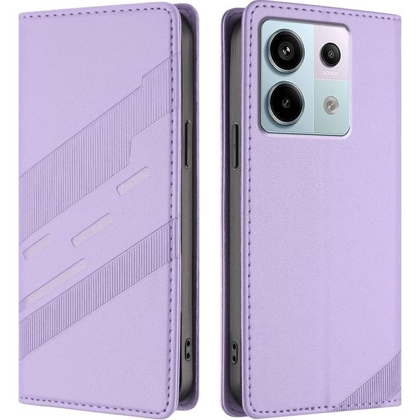 Custodia Per Xiaomi Redmi Note 13 Pro 5G/Poco X6, Custodia A Portafoglio In Finto Cuoio Con Slot Per Schede E Funzione Stand Violett-image