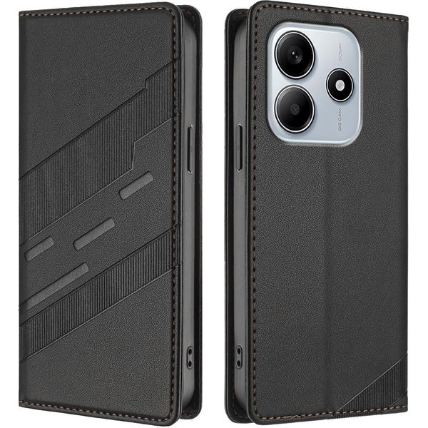 Custodia Per Xiaomi Redmi Note 14 4G, Custodia A Portafoglio In Finto Cuoio Con Slot Per Schede E Funzione Stand Schwarz-image