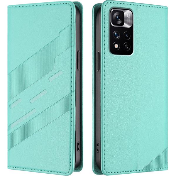 Custodia Per Xiaomi Redmi Note 11 Pro+ 5G, Custodia A Portafoglio In Finto Cuoio Con Slot Per Schede E Funzione Stand TüRkis-image