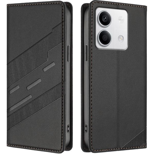 Custodia Per Xiaomi Redmi Note 13 5G, Custodia A Portafoglio In Finto Cuoio Con Slot Per Schede E Funzione Stand Schwarz-image