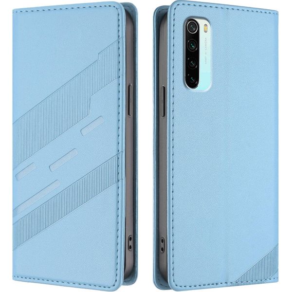 Custodia Per Xiaomi Redmi Note 8, Custodia A Portafoglio In Finto Cuoio Con Slot Per Schede E Funzione Stand Hellblau-image