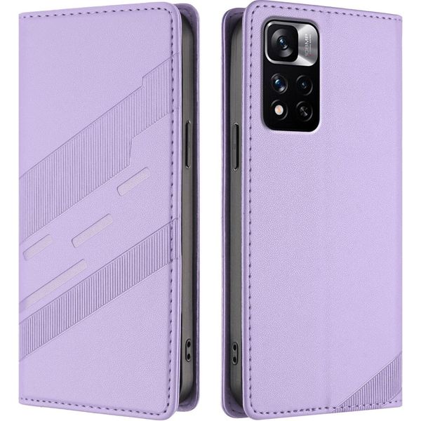 Custodia Per Xiaomi Redmi Note 11 Pro+ 5G, Custodia A Portafoglio In Finto Cuoio Con Slot Per Schede E Funzione Stand Violett-image