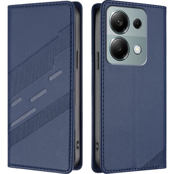 Custodia Per Xiaomi Redmi Note 13 Pro 4G/Poco M6 Pro 4G, Custodia A Portafoglio In Finto Cuoio Con Slot Per Schede E Funzione Stand Blau-image
