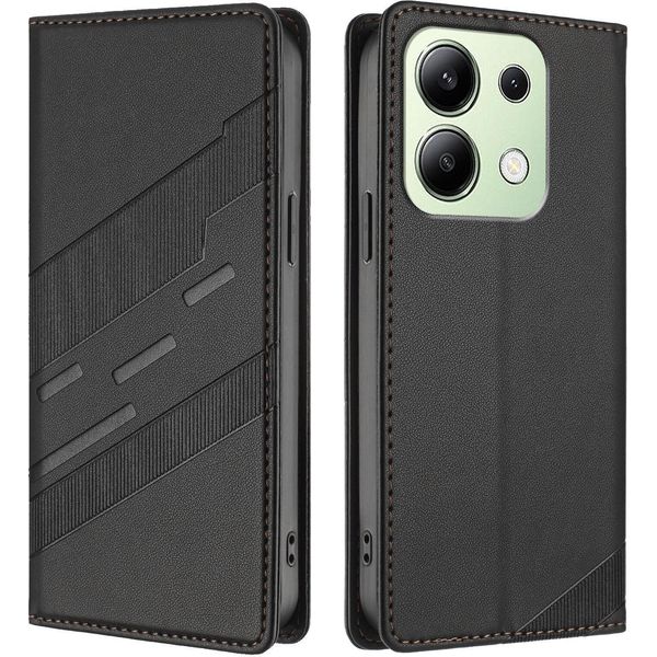 Custodia Per Xiaomi Redmi Note 13 4G, Custodia A Portafoglio In Finto Cuoio Con Slot Per Schede E Funzione Stand Schwarz-image