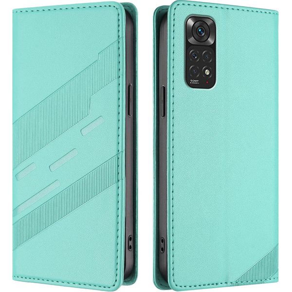 Custodia Per Xiaomi Redmi Note 11S/Note 11 4G/Note 12S, Custodia In Finto Cuoio Con Slot Per Schede E Funzione Stand TüRkis-image