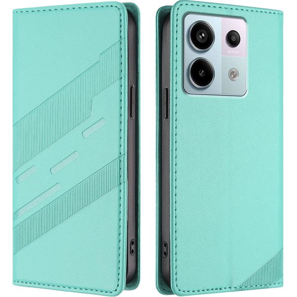 Custodia Per Xiaomi Redmi Note 13 Pro 5G/Poco X6, Custodia A Portafoglio In Finto Cuoio Con Slot Per Carte E Funzione Stand TüRkis-image