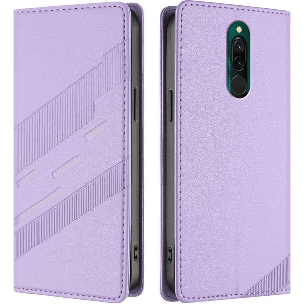 Custodia Per Xiaomi Redmi 8/Redmi 8A, Custodia A Portafoglio In Finto Cuoio Con Slot Per Schede E Funzione Stand Violett-image