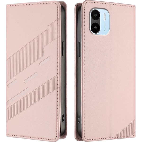 Custodia Per Xiaomi Redmi A1 /Redmi A2, Custodia A Portafoglio In Finto Cuoio Con Slot Per Schede E Funzione Stand Rosa-image