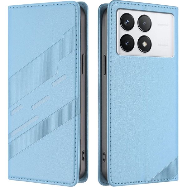Custodia Per Xiaomi Redmi K70 / K70 Pro, Custodia A Portafoglio In Finto Cuoio Con Slot Per Schede E Funzione Stand Hellblau-image