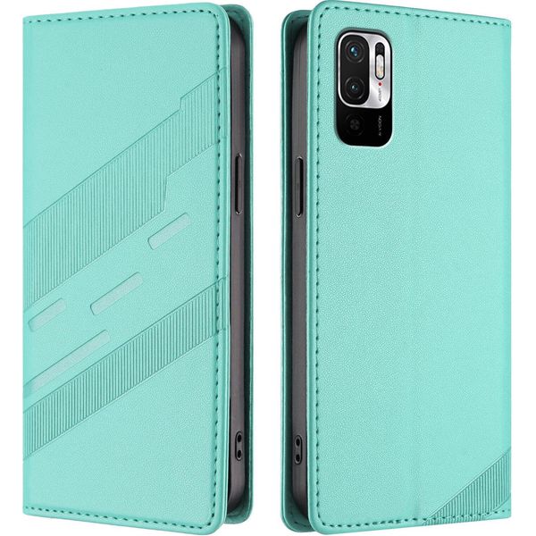 Custodia Per Xiaomi Redmi Note 10 5G/Poco M3 Pro, Custodia A Portafoglio In Finto Cuoio Con Slot Per Carte E Funzione Stand TüRkis-image