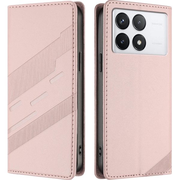 Custodia Per Xiaomi Redmi K70 / K70 Pro, Custodia A Portafoglio In Finto Cuoio Con Slot Per Schede E Funzione Stand Rosa-image