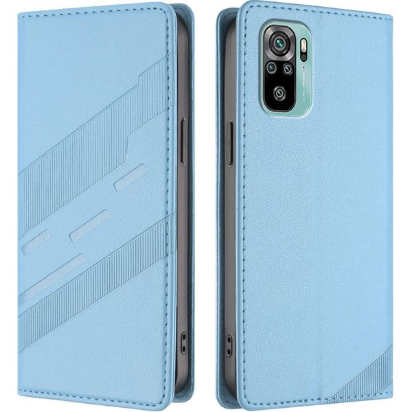 Custodia Per Xiaomi Redmi Note 10S/Note 10 4G, Custodia A Portafoglio In Finto Cuoio Con Slot Per Schede E Funzione Stand Hellblau-image