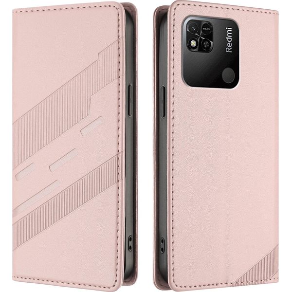Custodia Per Xiaomi Redmi 10A/Redmi 9C, Custodia A Portafoglio In Finto Cuoio Con Slot Per Schede E Funzione Stand Rosa-image